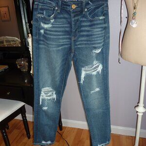American Eagle DIstressed Button Fly Stretch Jeans Size 4